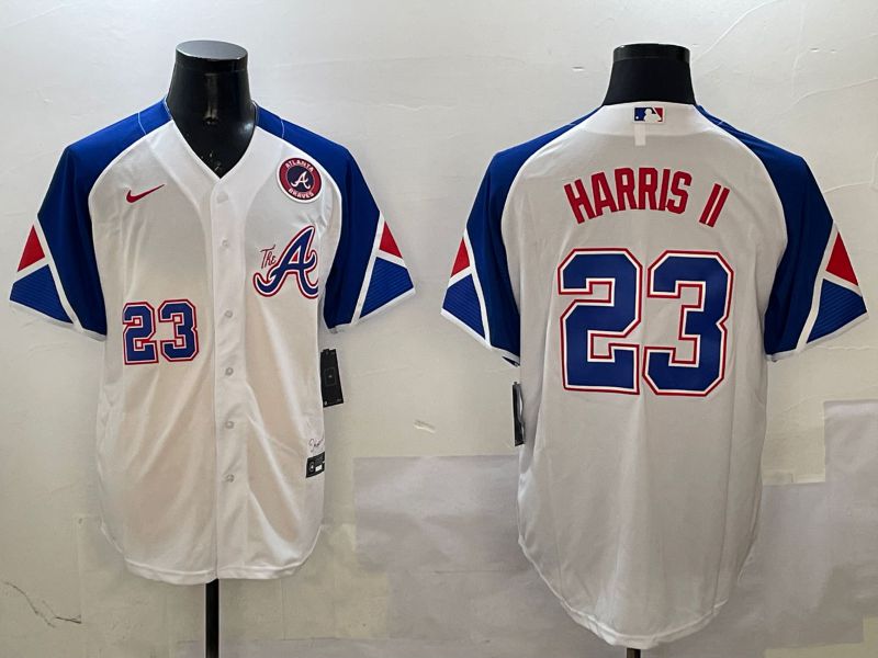 Men Atlanta Braves #23 Harris ii White City Edition 2025 Nike MLB Jersey style 3->los angeles lakers->NBA Jersey